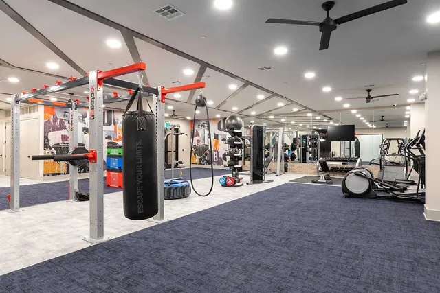 a view of a room with gym equipment