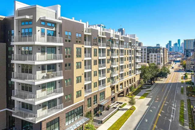 a view of a tall buildings