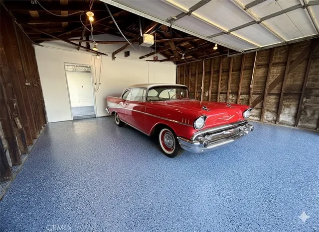 a view of a car in garage