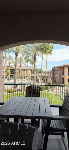 a view of a balcony with an outdoor space