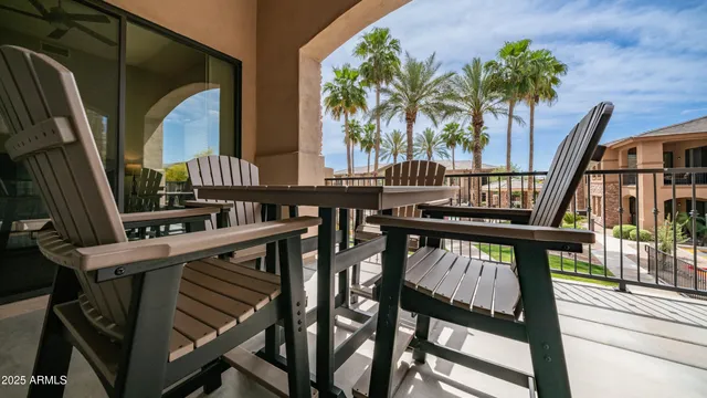a view of balcony and wooden deck