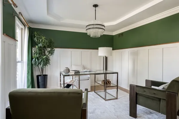 a view of a livingroom with furniture and window