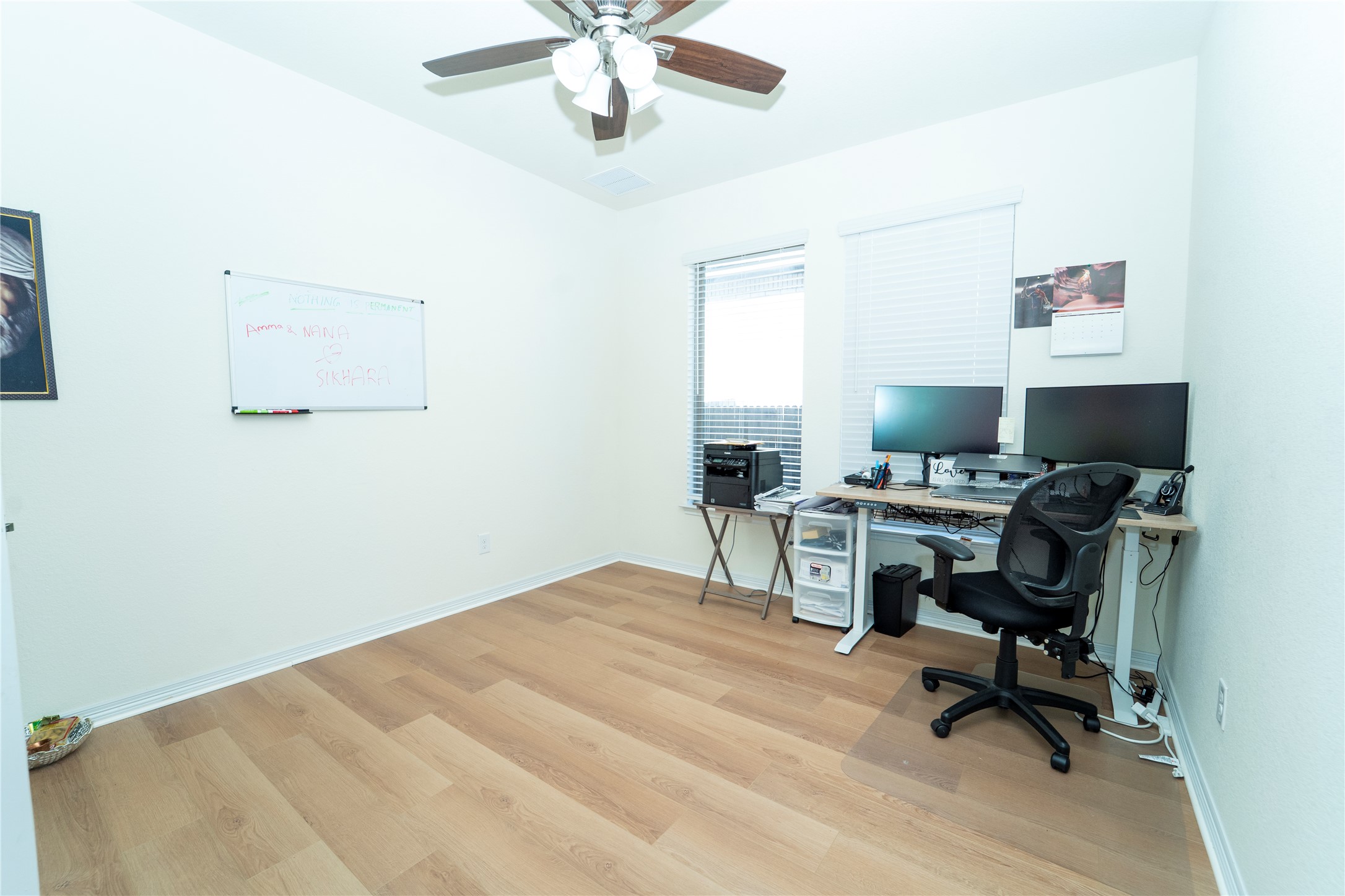 20813 Carries Ranch Road Pflugerville, TX 78660 - Photo 19 of 29 Home office featuring light wood-style floors and a ceiling fan
