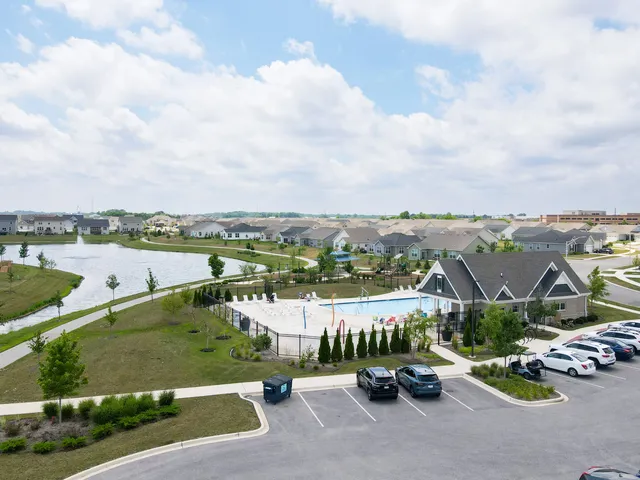 an aerial view of a city with houses