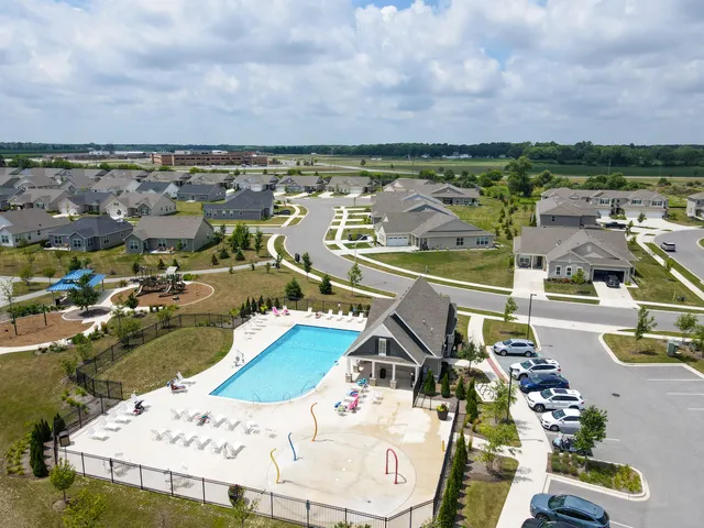 an aerial view of a city with lots of residential buildings