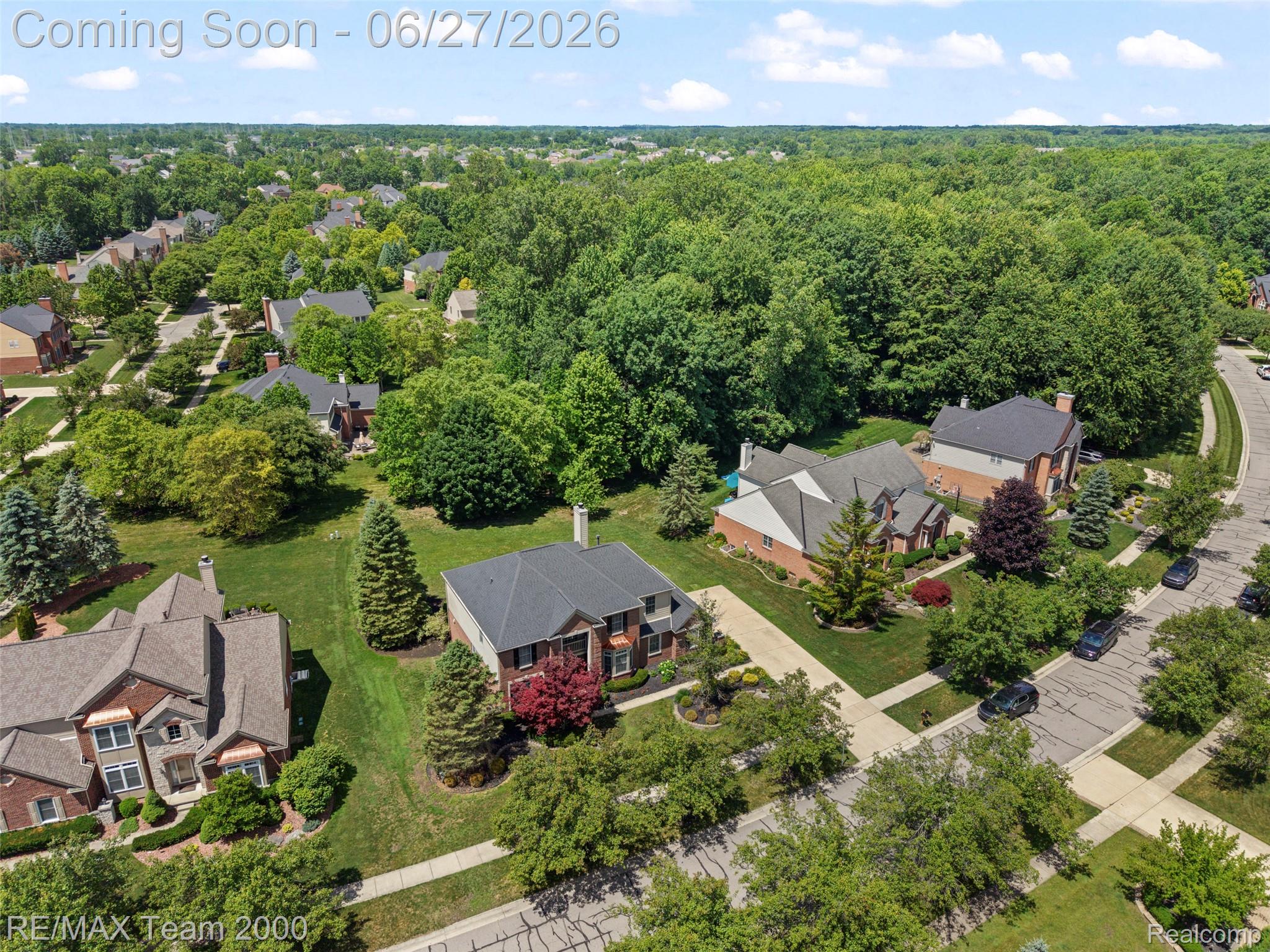 1248 Lasalle Road Canton, MI 48187 - Photo 55 of 67 Aerial overview of a residential area with mature trees and paved streets