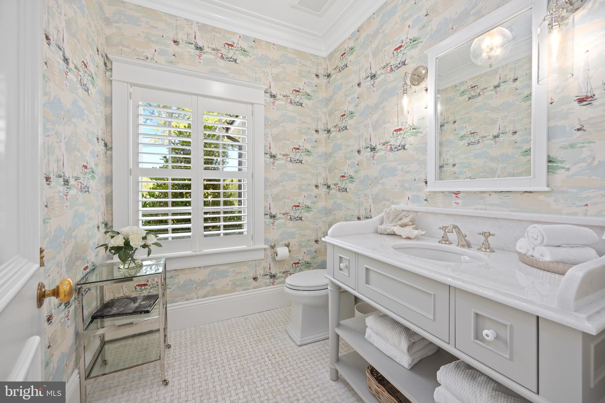 3200 Arundel On The Bay Road Annapolis, MD 21403 - Photo 51 of 110 Powder Room with basketweave stone tile floor