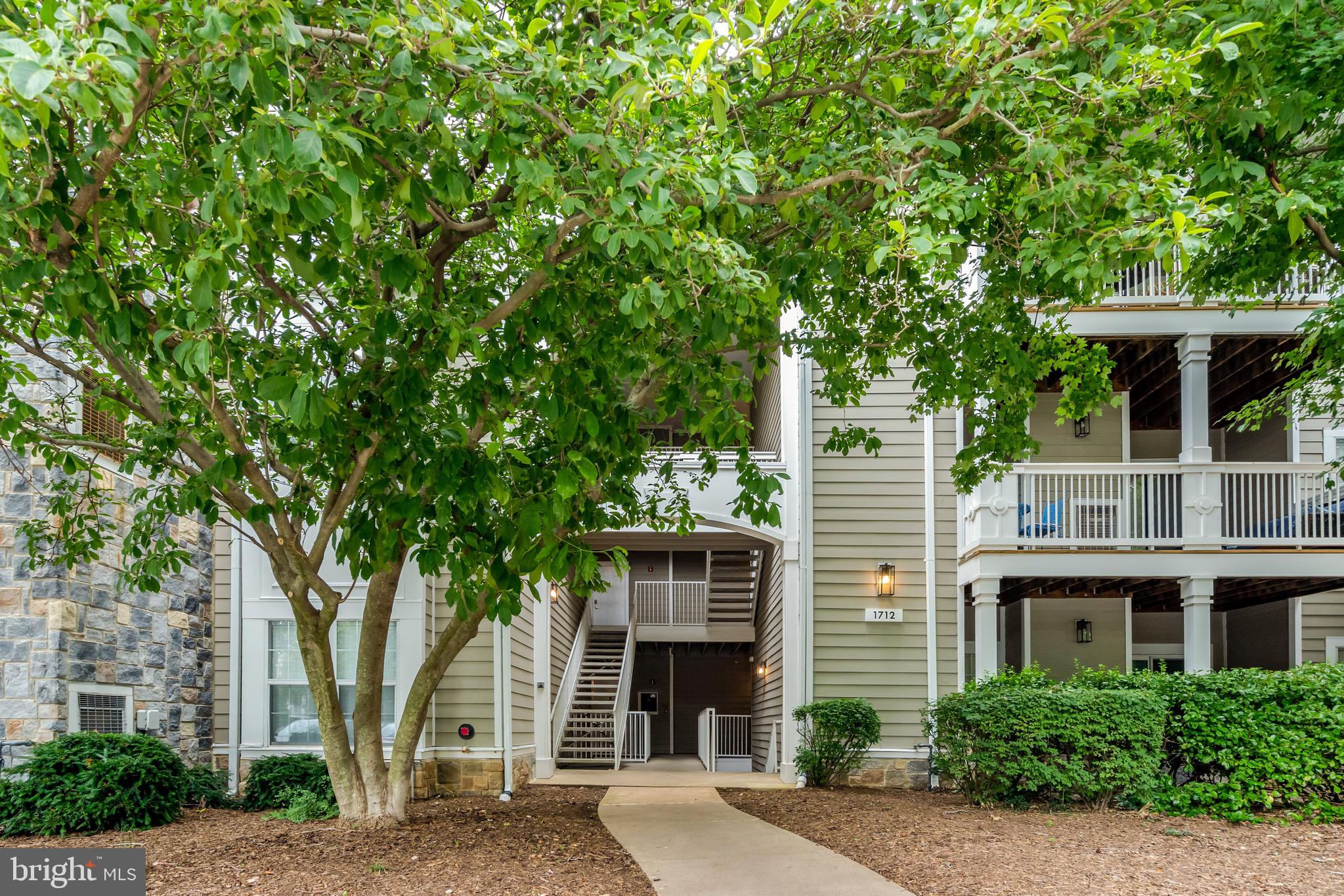 1712 Lake Shore Crest Drive, Unit 14 Reston, VA 20190 - Photo 3 of 24 a front view of a house with plants and trees