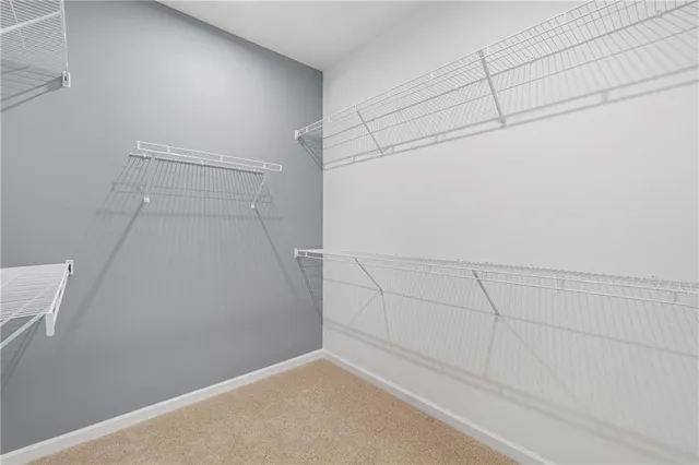 a view of a room with racks on the wall