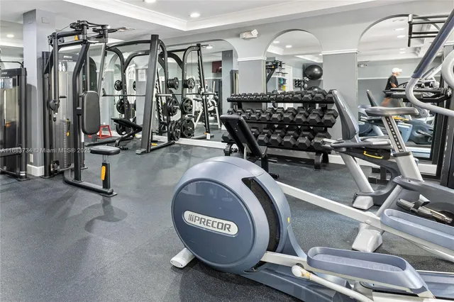 a room with gym equipment
