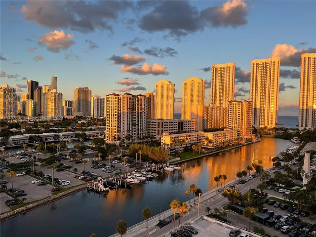 a view of a city with tall buildings
