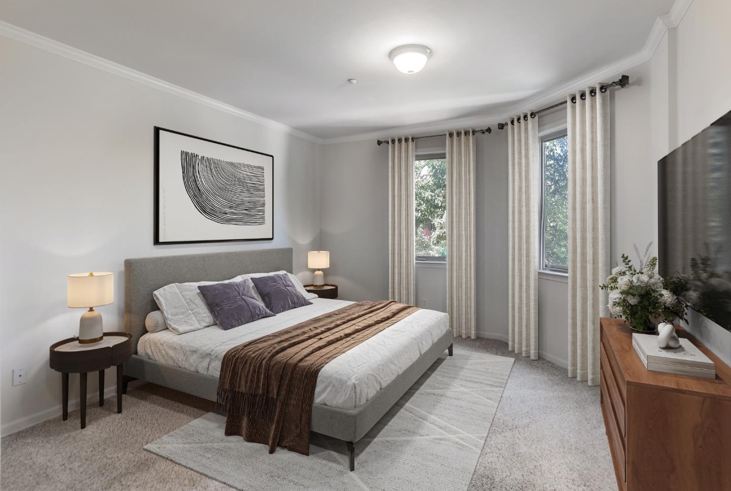 21 North 2nd Street, Unit 303 Campbell, CA 95008 - Photo 4 of 29 a bedroom with a large bed couch and a window