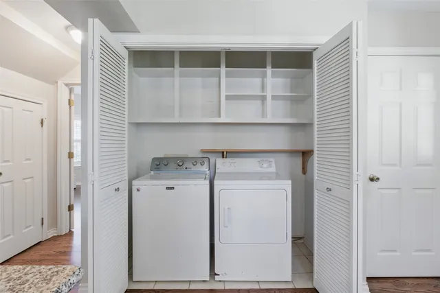 a view of small space with racks on the wall