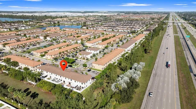 an aerial view of a city