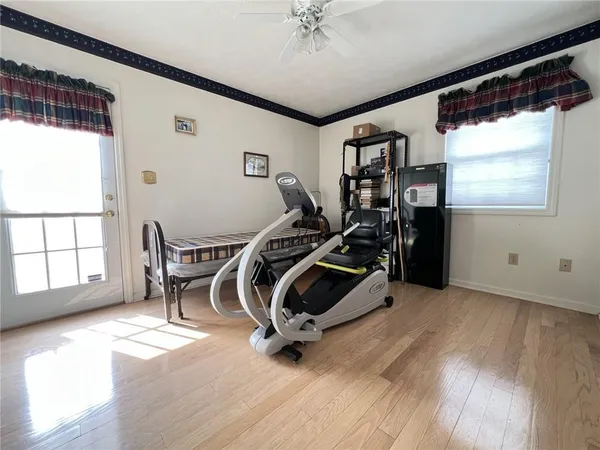a view of a room with gym equipment