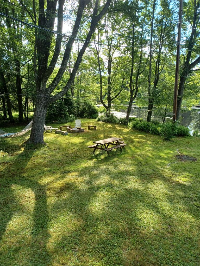 10 Kizer Pond Road Lake Ariel, PA 18436 - Photo 43 of 48 A verdant backyard offers a serene fire pit and picnic area beside the tranquil waterfront.