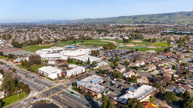 an aerial view of a city with lots of residential buildings