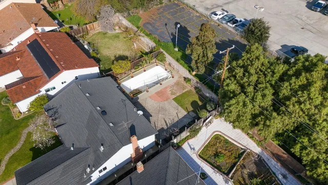 an aerial view of a house