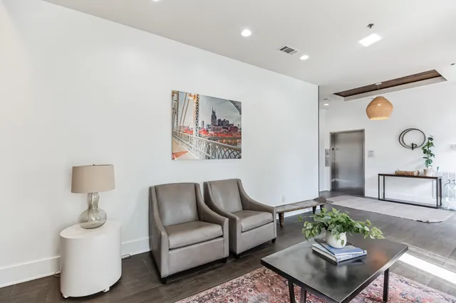 a living room with furniture