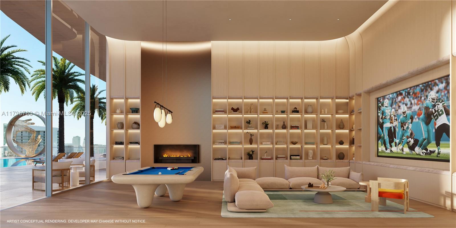 175 Northeast 10th Street, Unit 44B Miami, FL 33132 - Photo 11 of 35 a living room with furniture and a fireplace