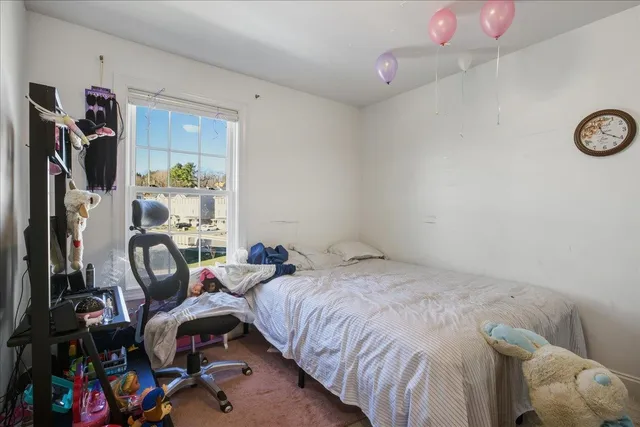 a bedroom with bed and a window