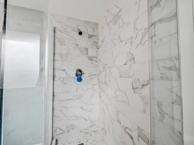 a bathroom with a shower