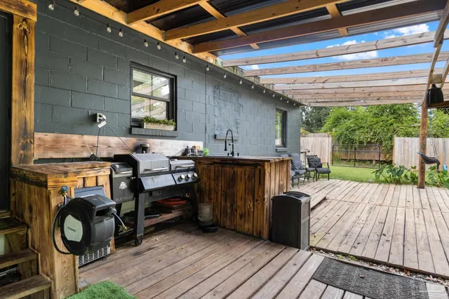 a view of deck with wooden floor