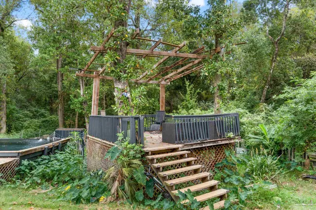 a view of a bench in the roof deck