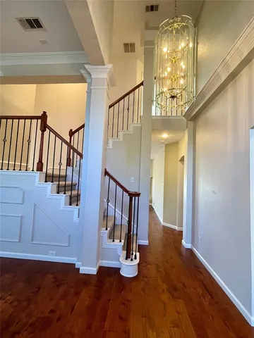 en view interior of a house with wooden floor