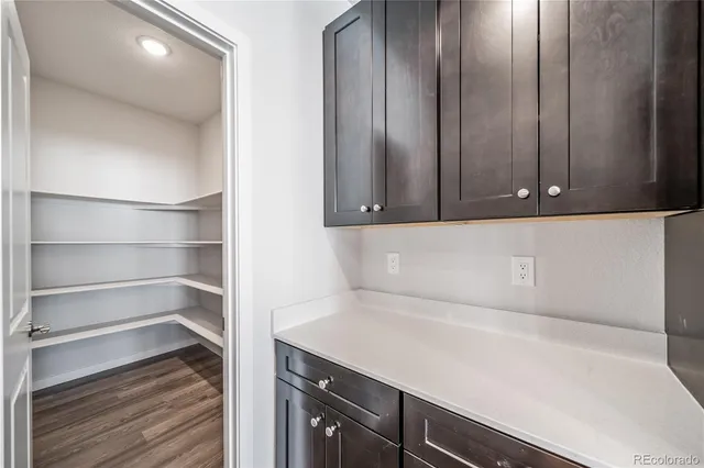 a view of a room with cabinets