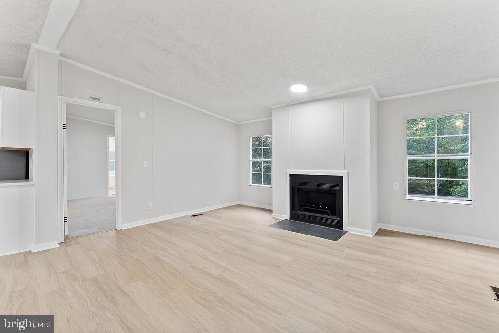 1109 Eastham Road Bumpass, VA 23024 - Photo 12 of 26 an empty room with a fireplace and windows