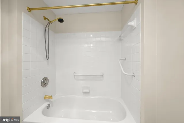 a bathroom with a bathtub