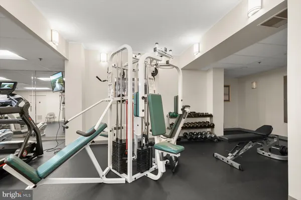 a view of a room with gym equipment
