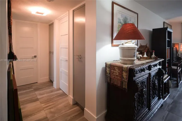 a room with a walk in closet and a window