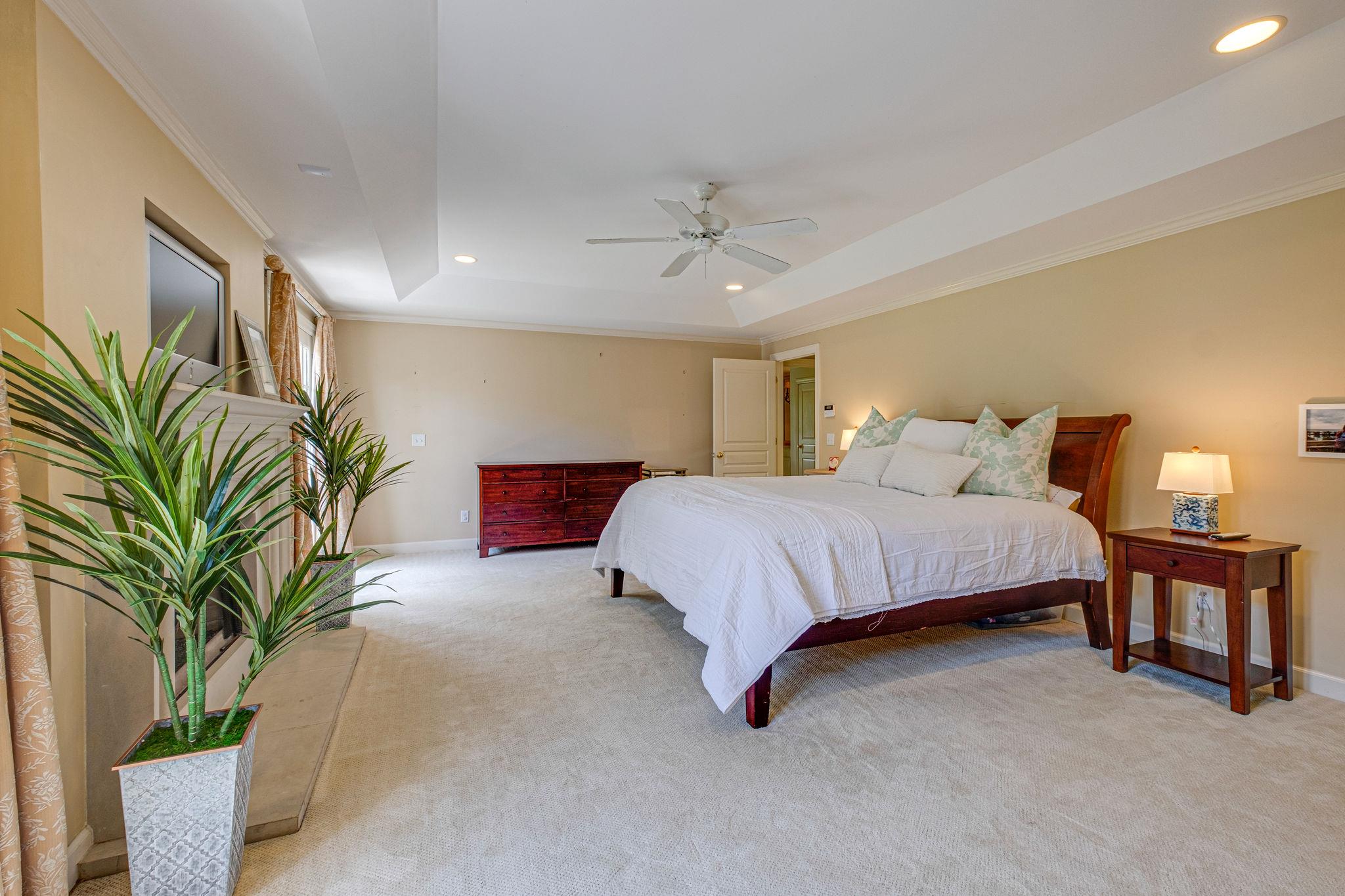 129 Cheek Road Nashville, TN 37205 - Photo 20 of 30 a spacious bedroom with a bed and a potted plant