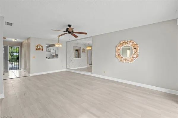 a view of a livingroom with a window