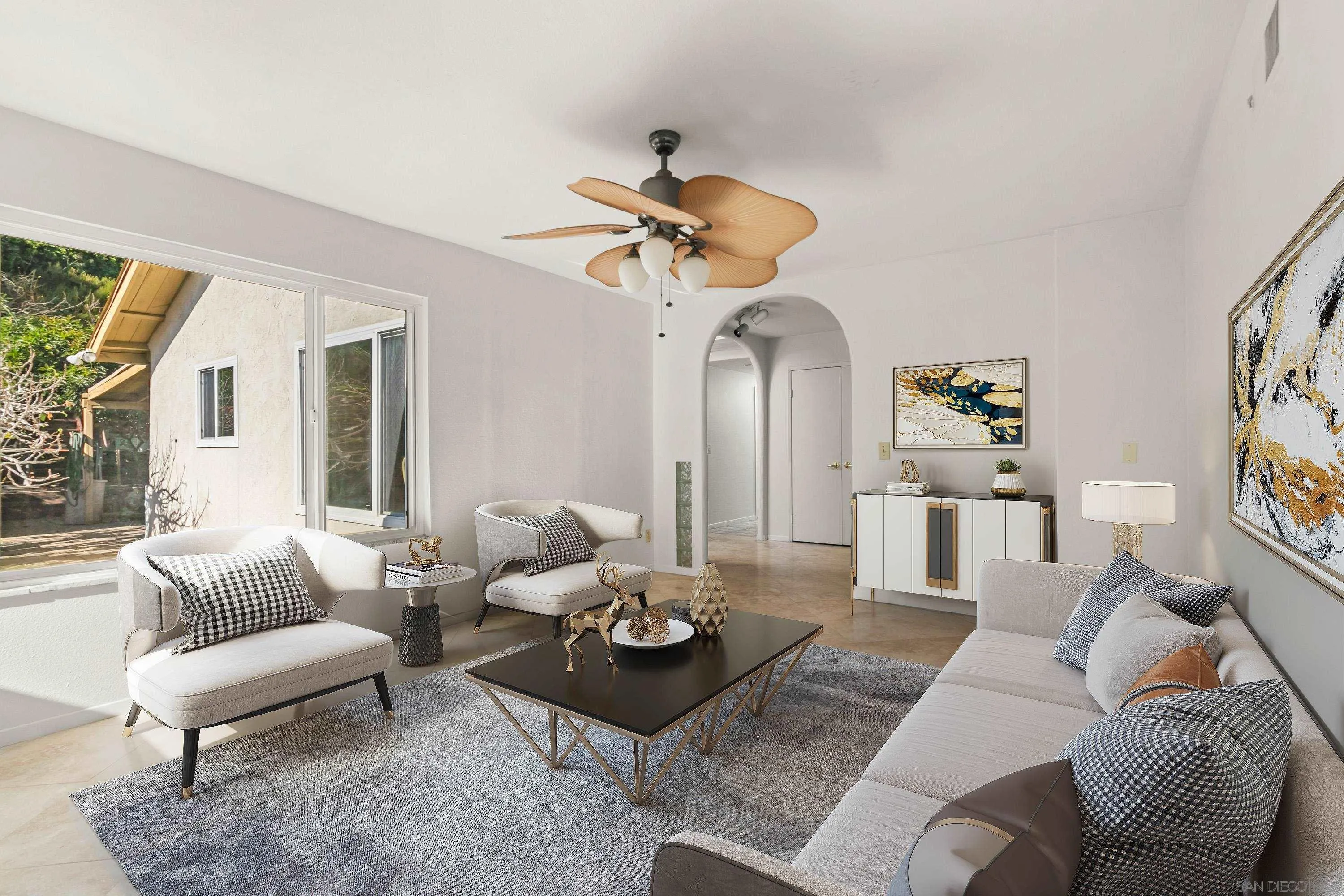 13840 Olive Grove Place Poway, CA 92064 - Photo 6 of 40 a living room with furniture a chandelier and a rug