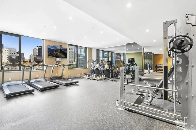 a view of a room with gym equipment
