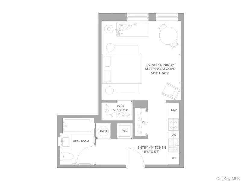 22-18 Jackson Avenue, Unit 304 Queens, NY 11101 - Photo 10 of 10 a picture of a bench in front of a wall