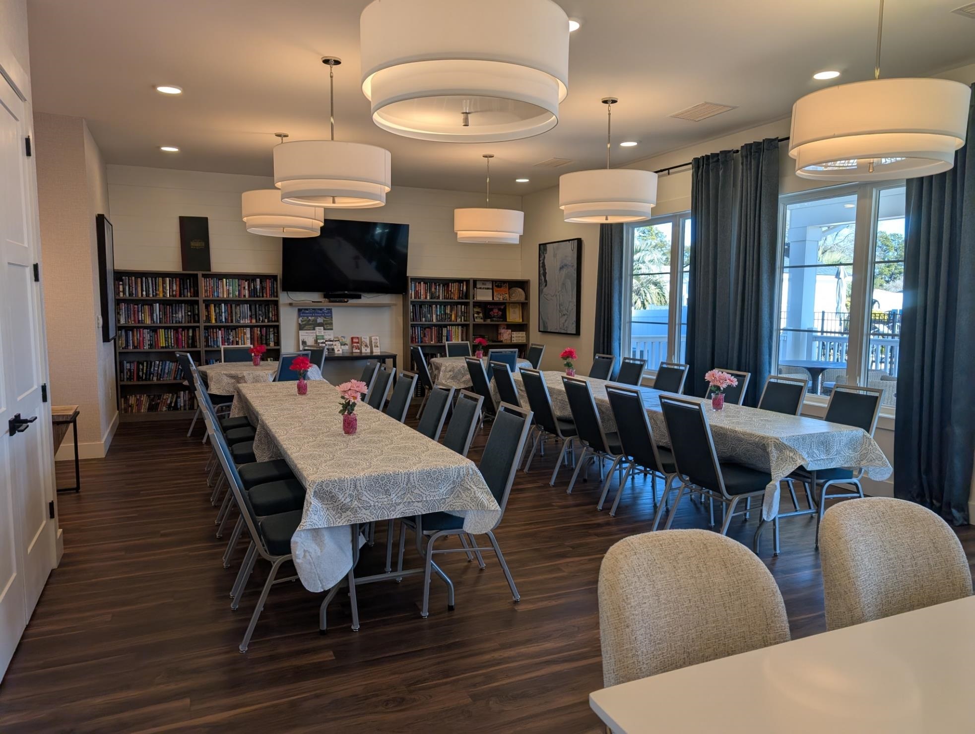 3 Poolside Drive Murrells Inlet, SC 29576 - Photo 27 of 40 Dining area featuring dark wood finished floors and recessed lighting