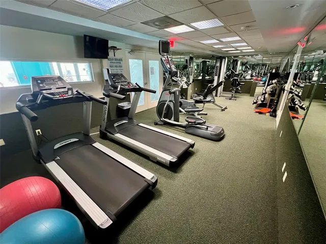 a view of a room with gym equipment