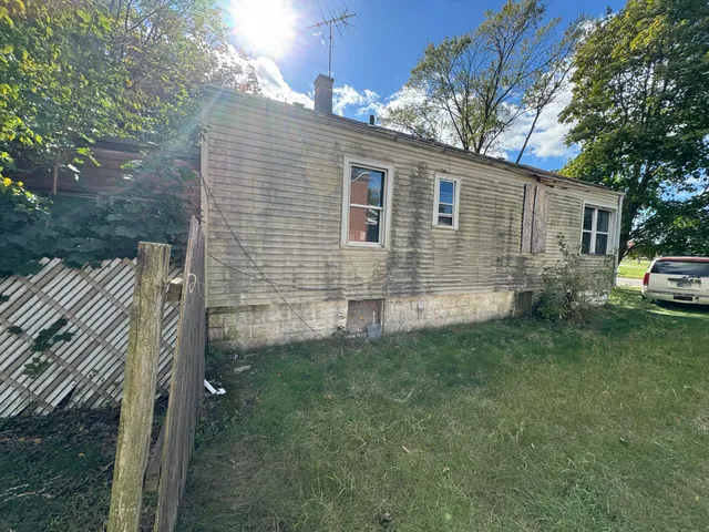 a view of a backyard with plants and large tree