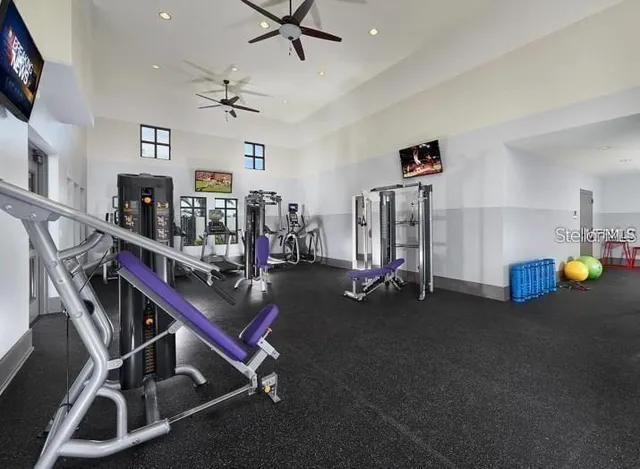 a view of a room with gym equipment