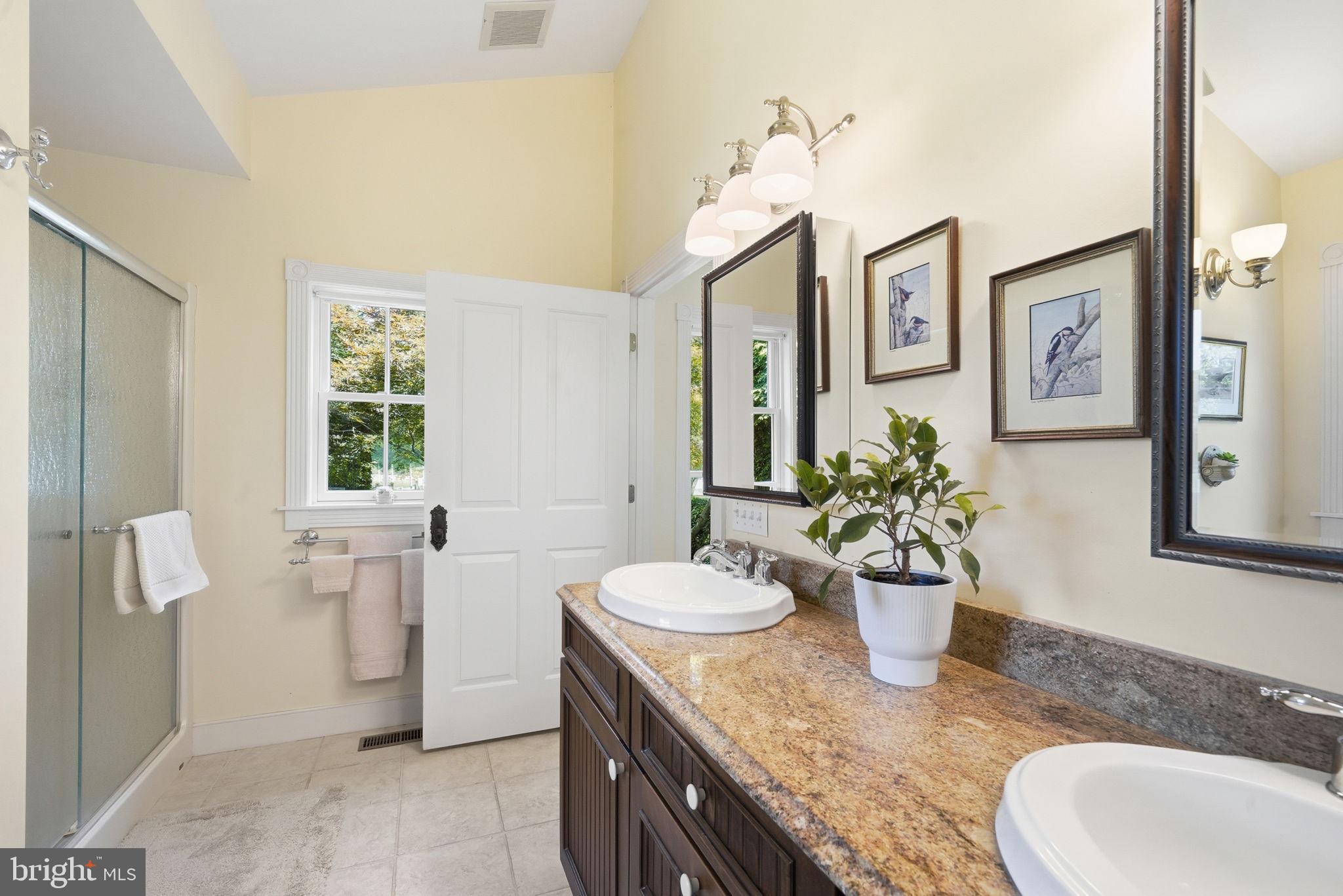 26226 Langs Landing Road Oxford, MD 21654 - Photo 22 of 48 a bathroom with a granite countertop sink a toilet and shower