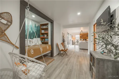 a view of a town with mountains in the background