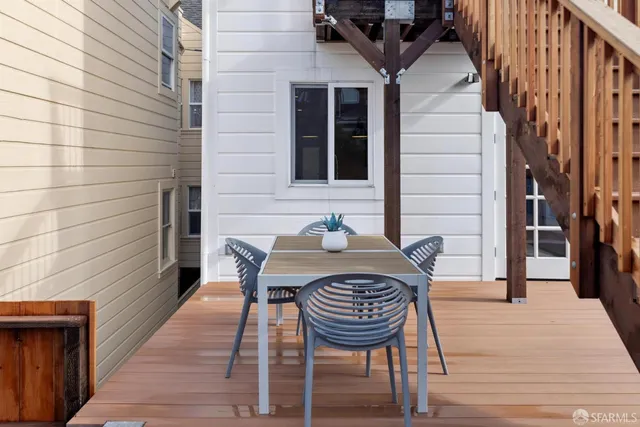 a outdoor view with a sitting space