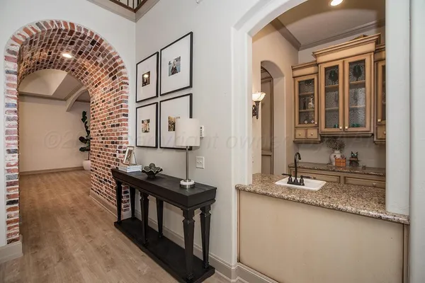 a view of a sink and a mirror