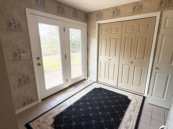 an empty room with windows