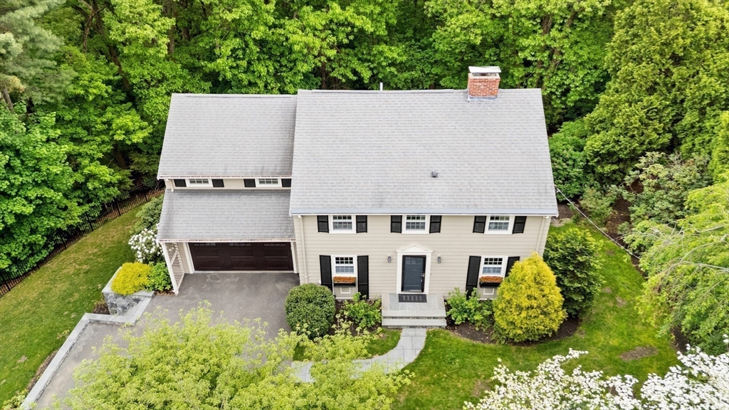 105 Thornberry Road Winchester, MA 01890 - Photo 32 of 35 aerial view of a house with a yard and potted plants