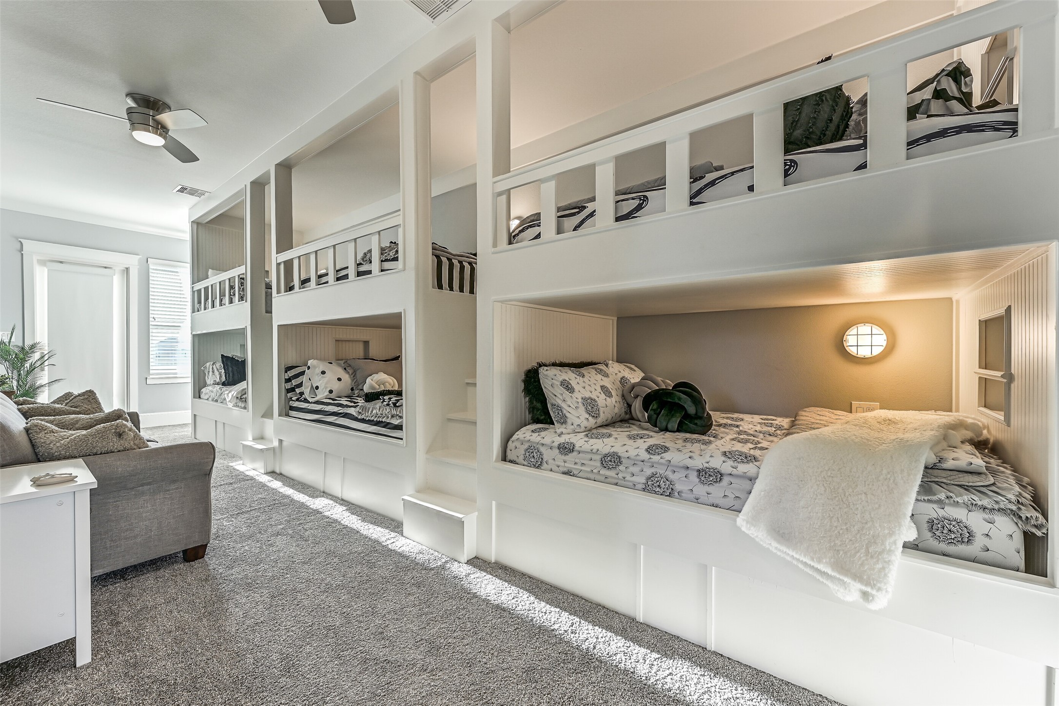 3839 Periwinkle Galveston, TX 77554 - Photo 38 of 49 This 6 bed bunk room is a rare find with west facing deck access and a large walk in closet